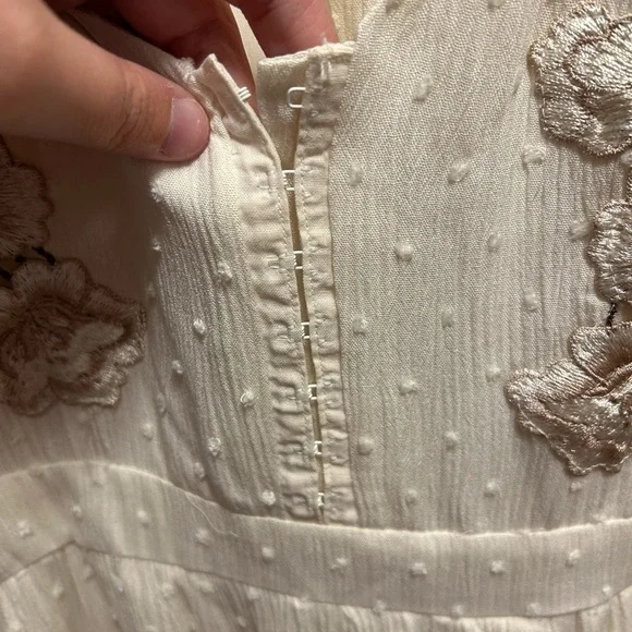 Joyfolie Cream Maxi Dress with Floral Accents - Picture 4 of 8